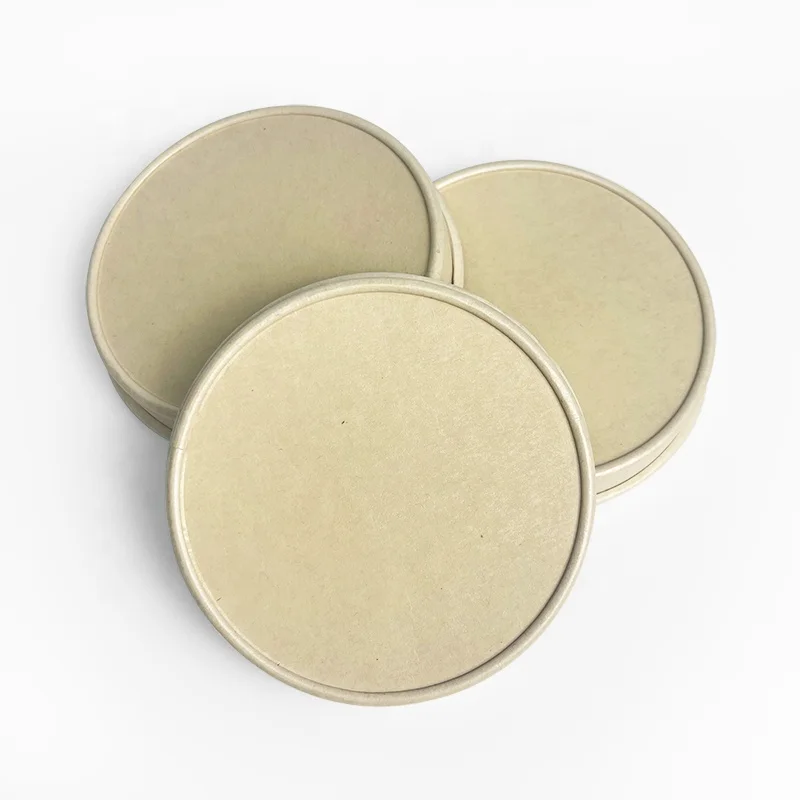 PLA Coated Bagasse Biodegradable Compostable Cup Lids Disposable Leakproof 80mm 90mm Flat Lid Takeout Coffee Cup Paper Cup Lid