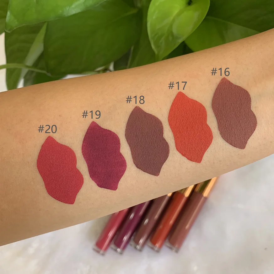 Косметический красный блестящий коврик для губ с логотипом на заказ, водостойкая нюдовая матовая помада с фирменной этикеткой