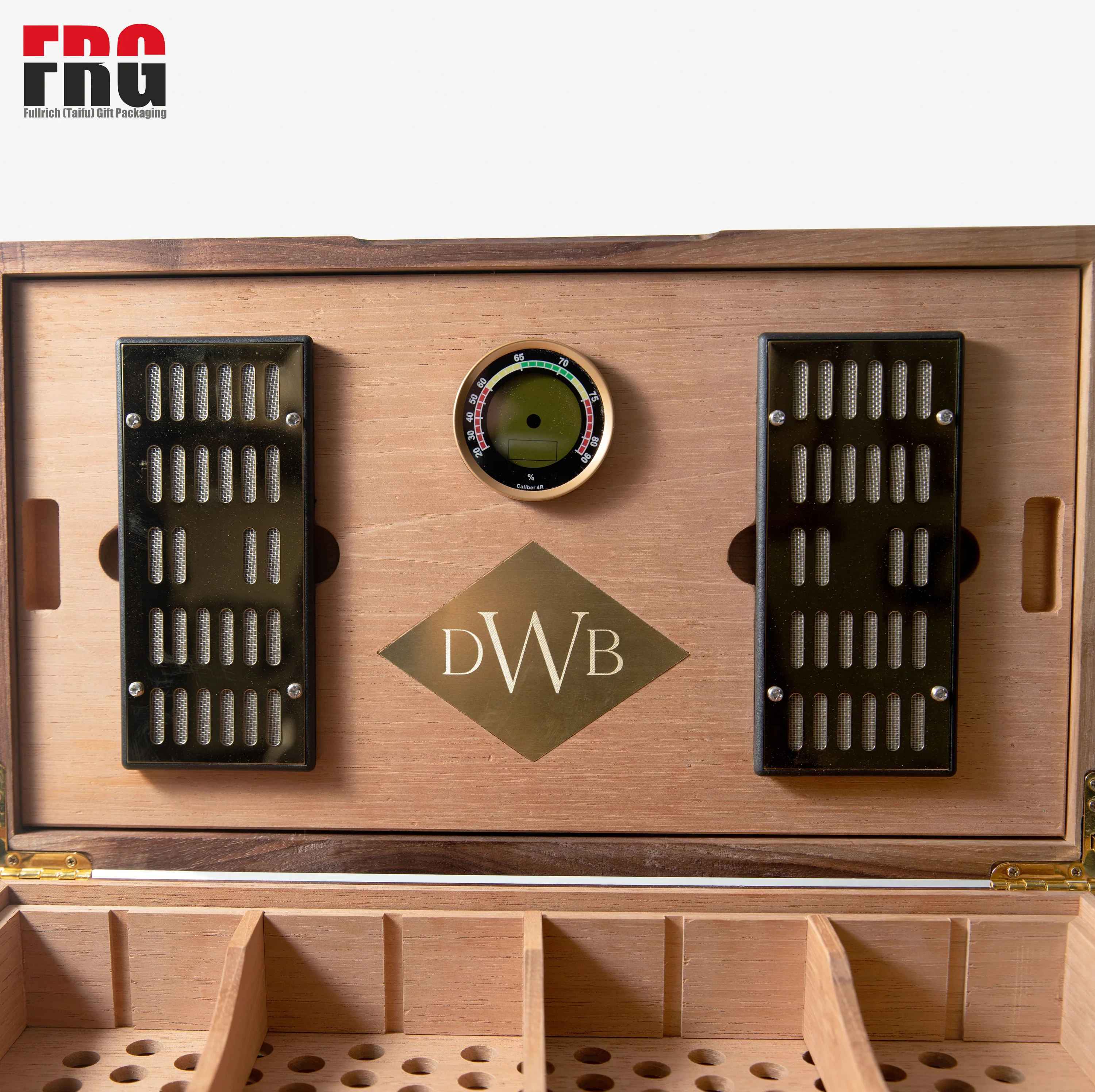 Black Customize Walnut Humidor with Spanish Cedar Digital Hygrometer and 2 Humidifiers 80 Churchill Size Cigars Personalized