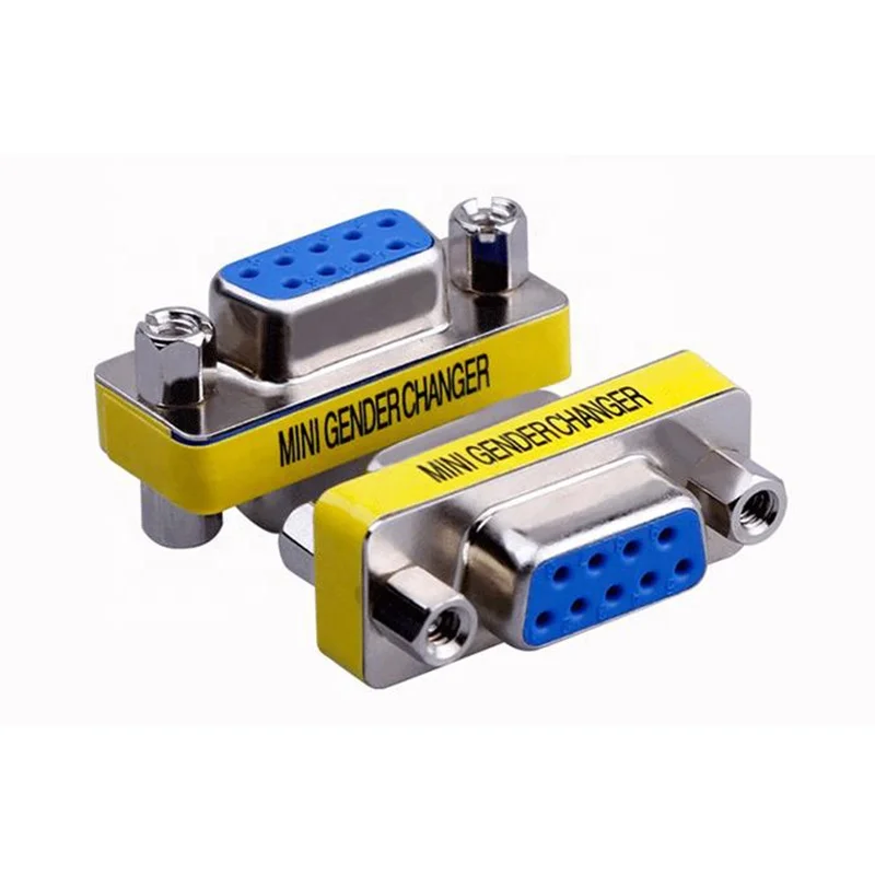 High quality DB9 female to female connector 9Pin mini gender changer adapter RS232 serial connector