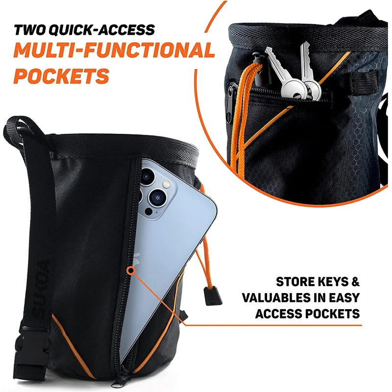 Chalk Bag with pocket for Men And Women Chalk Bag for Rock Climbing Drawstring Chalk Bag
