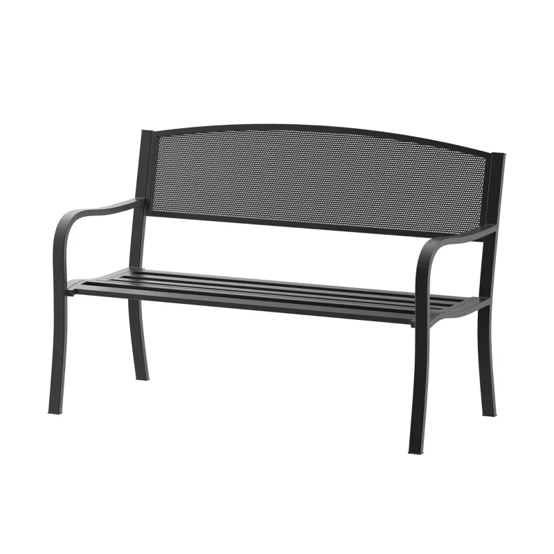 custom outdoor furniture slatted steel bench seating outside park street metal bench seat public garden patio iron bench chair