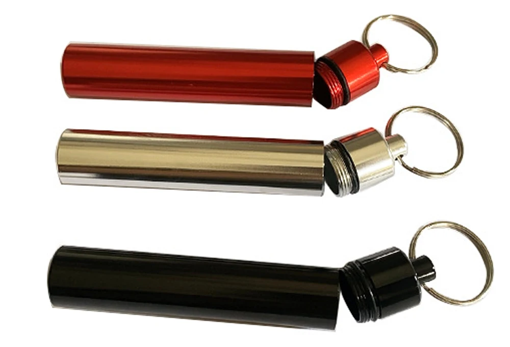 97*17MM Aluminum Toothpick Holder Portable Toothpick Case Keychain Waterproof Pill Box