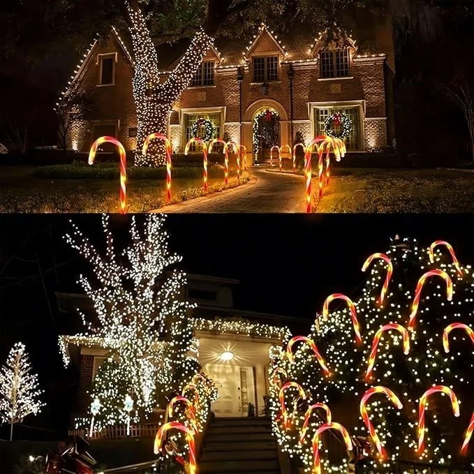 Shingel Waterproof  Christmas Decoration Solar LED light Candy Cane Garden Park Lamp Yard Light Walking Sticks Christmas Light