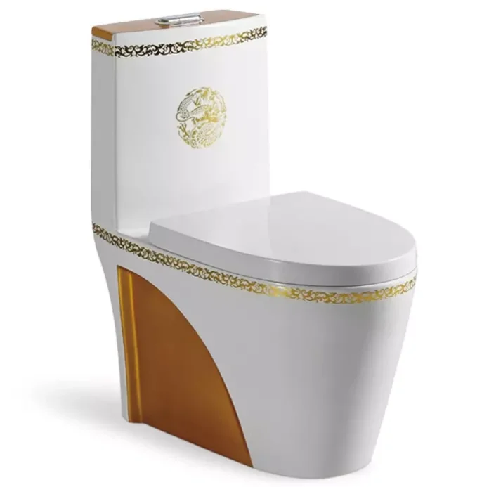 
Sanitary ware Ceramic Elongated One-Piece gold bathroom toilet 