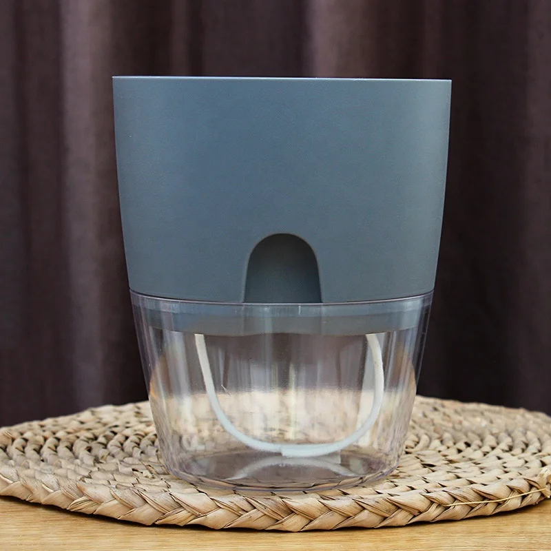 Creative Automatic Water Absorbing Pots Cotton Rope Self Watering Planter Flowerpot Transparent Plastic Lazy Flower Pot