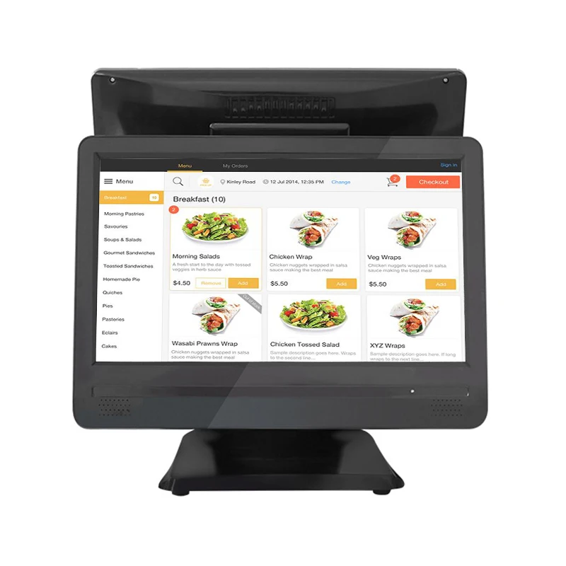 Cash register device 15.6 inch all in one dual screen cashier pos system for restaurant