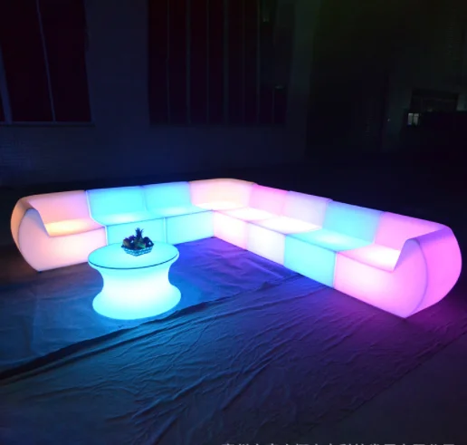 RICHSHINING Plastic Material Furnishing Rechargeable Right Angle Sofa Corner Sofa Bar Furniture For Nightclub/ KTV/Night Club