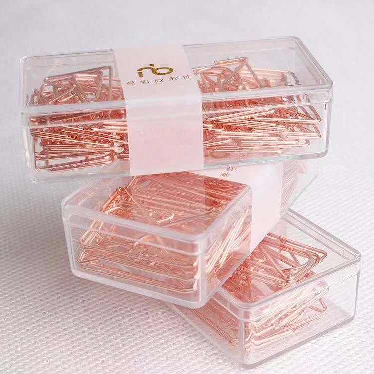Wholesale promotional gift Rose gold ,Gold color box of 20pcs Envelope shaped metal paper clips