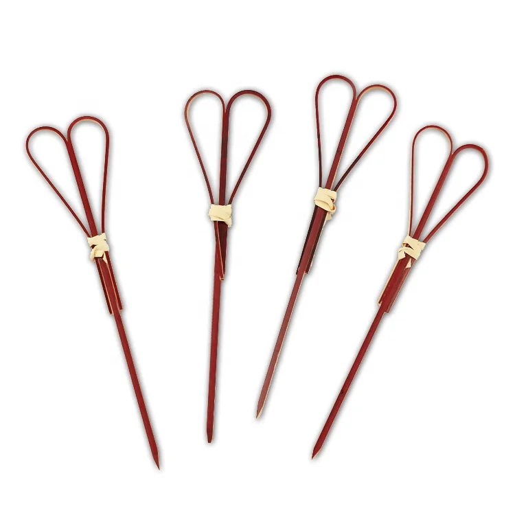 Bamboo Knot Cocktail Picks Fruit Hamburger Sandwiches Bbq Skewers decorative skewers Bamboo Looped Skewers