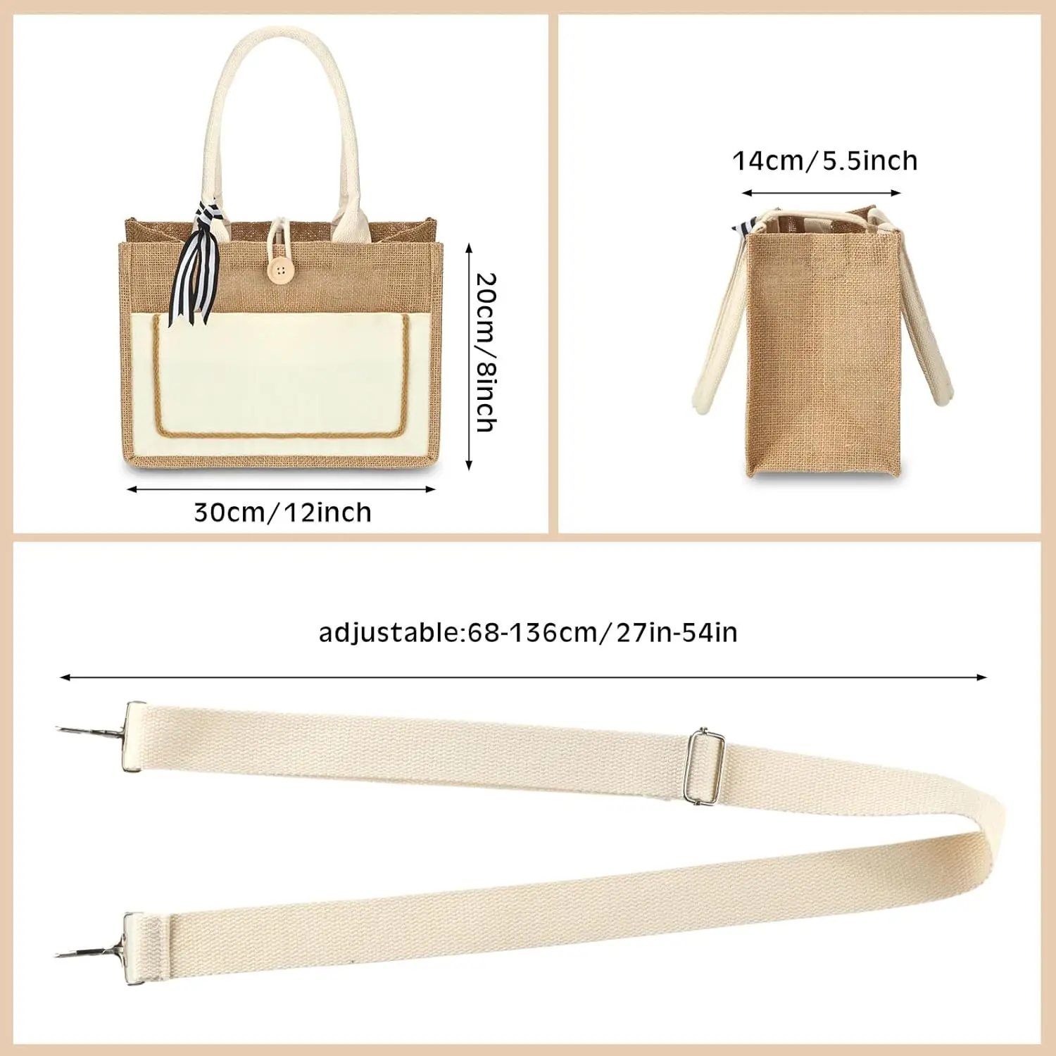 2024 Chinese Simple High Quality Women's Yellow Linen Tote Bag Customized Trend Shopping Jute Bag