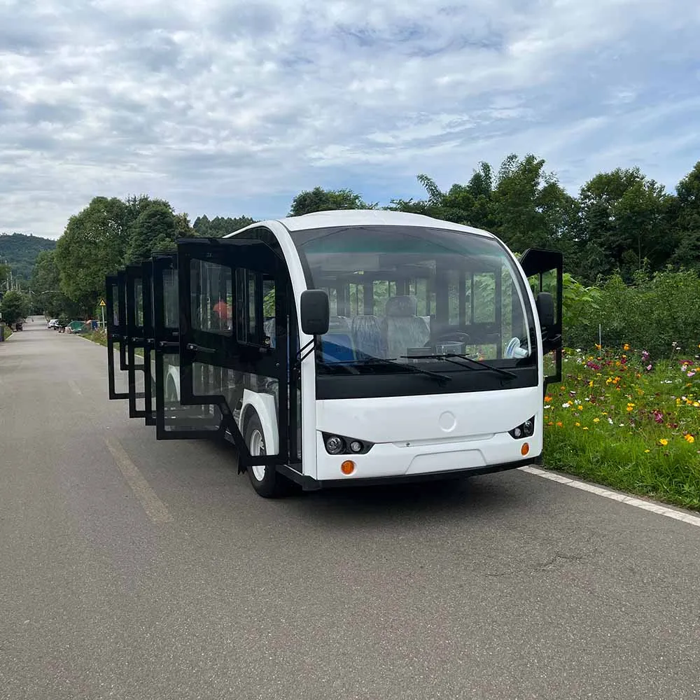 23 Seater Electric Sightseeing Bus Tour Bus with Doors Mini Bus Scenic Spots Carry Passengers With Air Conditioning