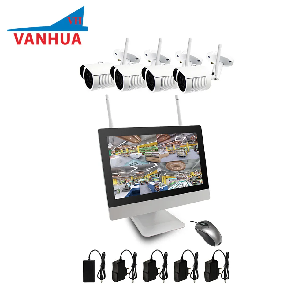 Наружная 1080P 4CH WIFI NVR bullet сетевая камера комплект NVR монитор два в одном система видеонаблюдения