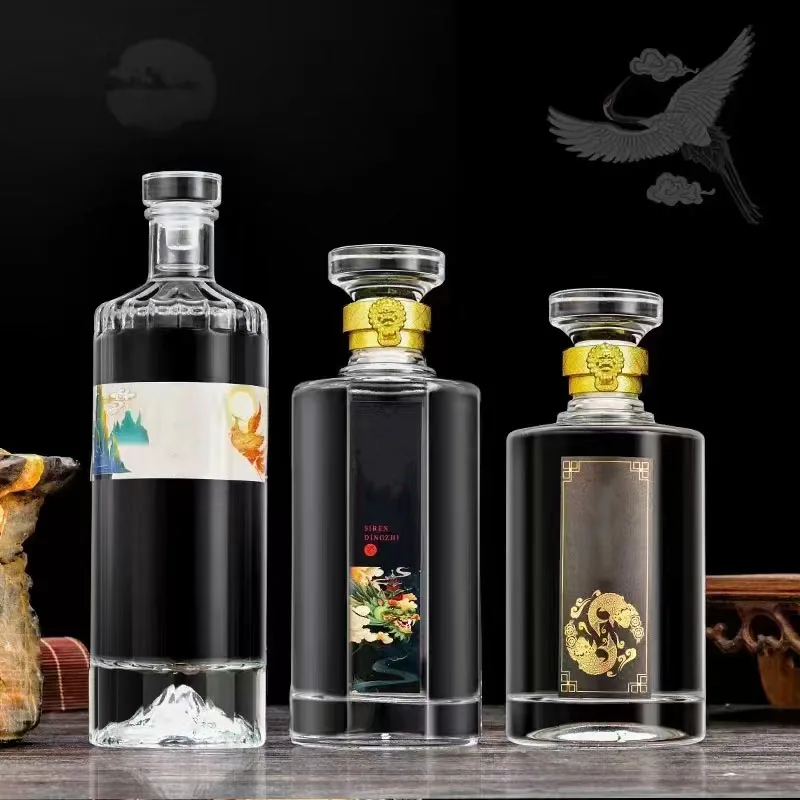 Многоразовая круглая стеклянная бутылка для ликера водки виски спирт Джин Ром