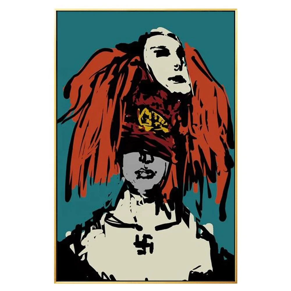 
Abstract acrylic painting on canvas red green dark gothic women face portrait painting cuadros abstractos on canvas wall art pic 