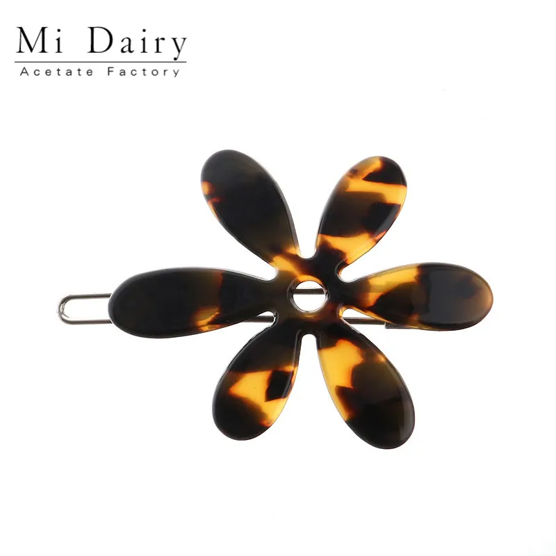 MiDairy tortoiseshell color flower shaped side hairpin hair grips alligator  clips for women girls 830070