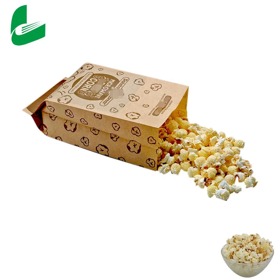 Huafeng  custom logo kraft microwave popcorn  paper bag for food packaging
