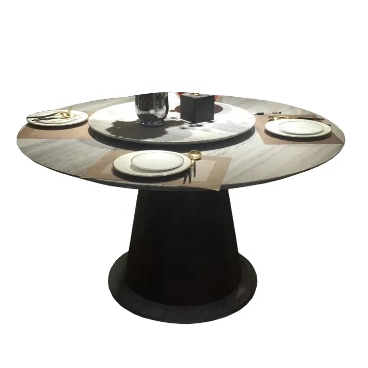 Simple elegant  appearance artificial round  marble dining  table with rotating centre  BR-MDT-8029