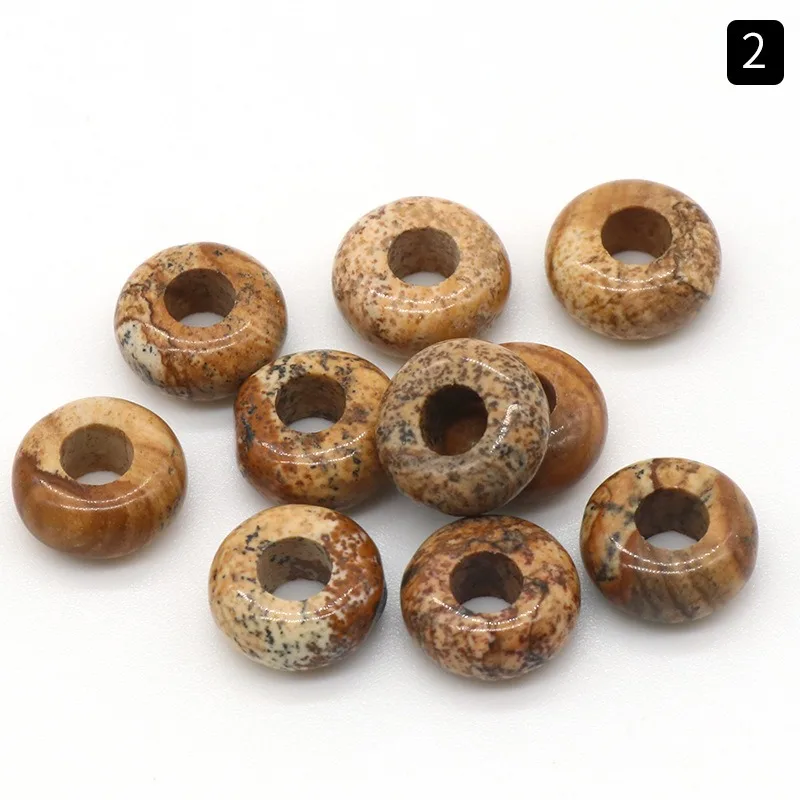 5*10mm Circle Natural Stone Beads With 4mm Hole Crystal Agate Jade Large Hole Beads For Jewelry DIY Bracelet Wholesale