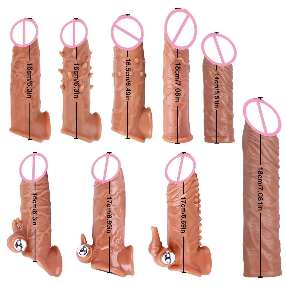 Men Masturbation Toys Silicone Enlarged And Elongated Crystal Simulated Penis Sleeve Fun TPE Wolf Tooth Set Couple Toy Lock