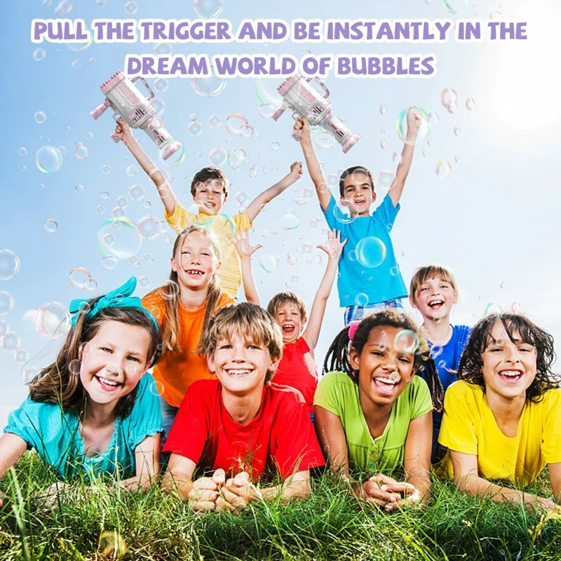 Outdoor Kids Water Auto Battery Bubble Launcher Electric Soap Maker Automatic Shooter Bubble Machine Gun Toy