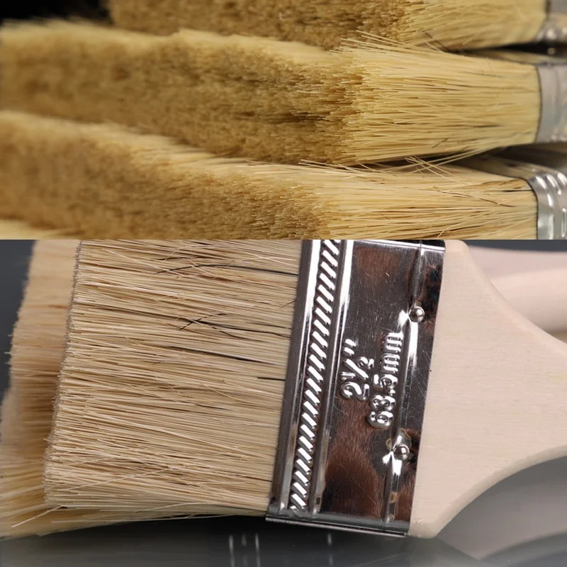 High Quality Non-shedding Bristle Paint Brush Industrial Handle Brush Painting 1-6 Inch Soft Use Dusting and Barbecue Painting