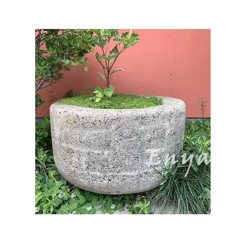 Vintage Outdoor Backyard Large Cast Lava Stone Garden Pots Products