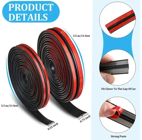 3m  14mm Auto Car Front Rear Windshield Sunroof Trim Universal T Type Rubber Seal Strips Window Auto Weatherstrip Tape