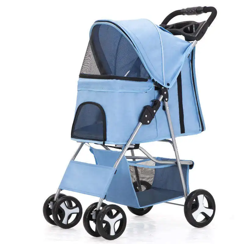 High Quality Folding Pet Stroller Outdoor Travel Carrier Cart For Dogs Cats Washable Pet Dog Stroller With Shelter