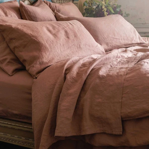 GOTS Certificate Ultra Soft 100% Orginal Flax Linen Bed Sheet Set 100% French Linen Duvet Cover Set