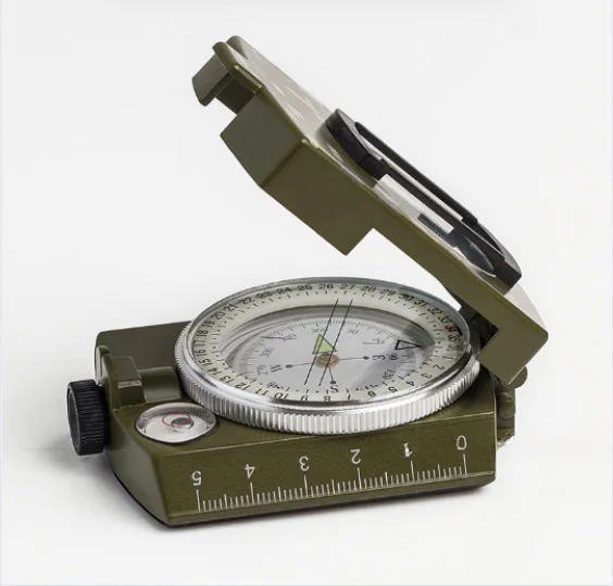 American Luminous Dial Compass for Camping Handheld Water-Proof Metal Plastic Case for Climbing Survival Travel Hike Guide