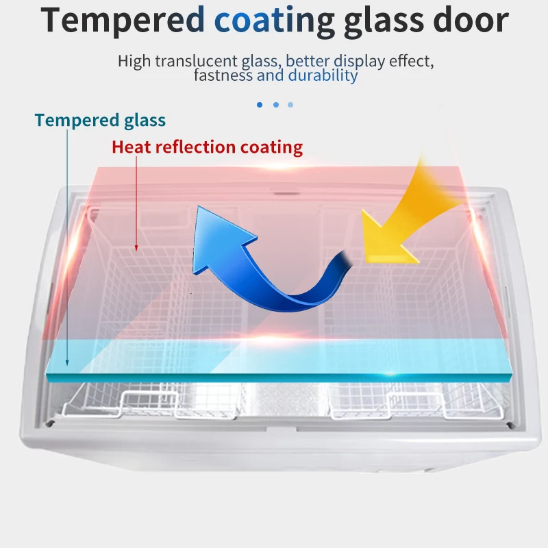 MUXUE  ice cream showcase freezer Glass Top Commercial Frozen fridge Meat Island Horizontal Island Chest Freezer