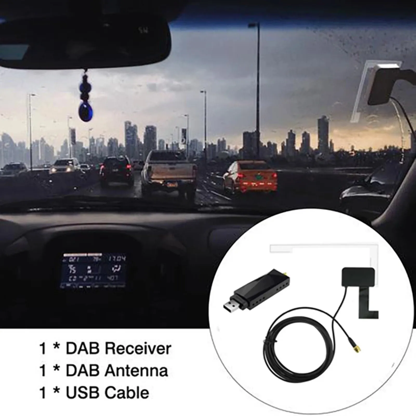Радиоприемник в автомобильной антенне цифровой DAB + адаптер Aux тюнер коробка аудио USB усиленная петля антенна Android декодирование
