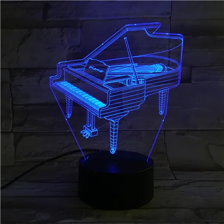 
Factory wholesales piano shape 3D Night Light 3D Illusion Lamp ABS Base 3D LED Night Light with 7 colors changing 