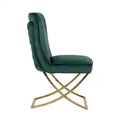 High Back Velvet Fabric Home Furniture Dining Room Chair Gold Stainless Steel Metal Legs Leisure Dining Chair