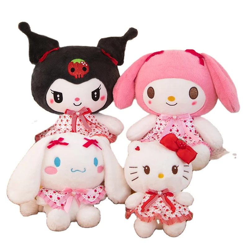 Kuromi My Melody Cartoon Lovely Sanrioed KT Floral Dress Doll Cinnamoroll Dress Up Doll Plush Toy Children Doll Birthday Gift