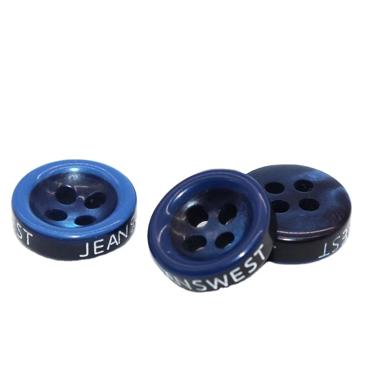 
custom brand name fancy 4 hole plastic button 