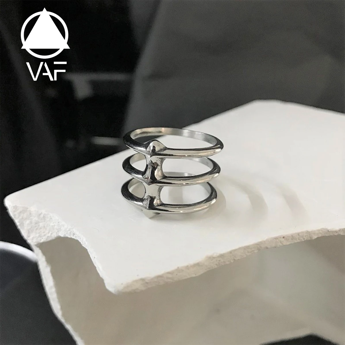 Мужское кольцо из нержавеющей стали VAF, минималистичное геометрическое перстень с вырезом для позвоночника