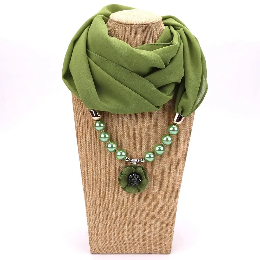 Женское шифоновое ожерелье с жемчужинами на весну и осень-зиму