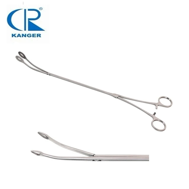 VATS  oval head head width 8mm 5*350mm without teeth grip slip VATS Thoracic Hemostatic forceps Double joint oval forceps