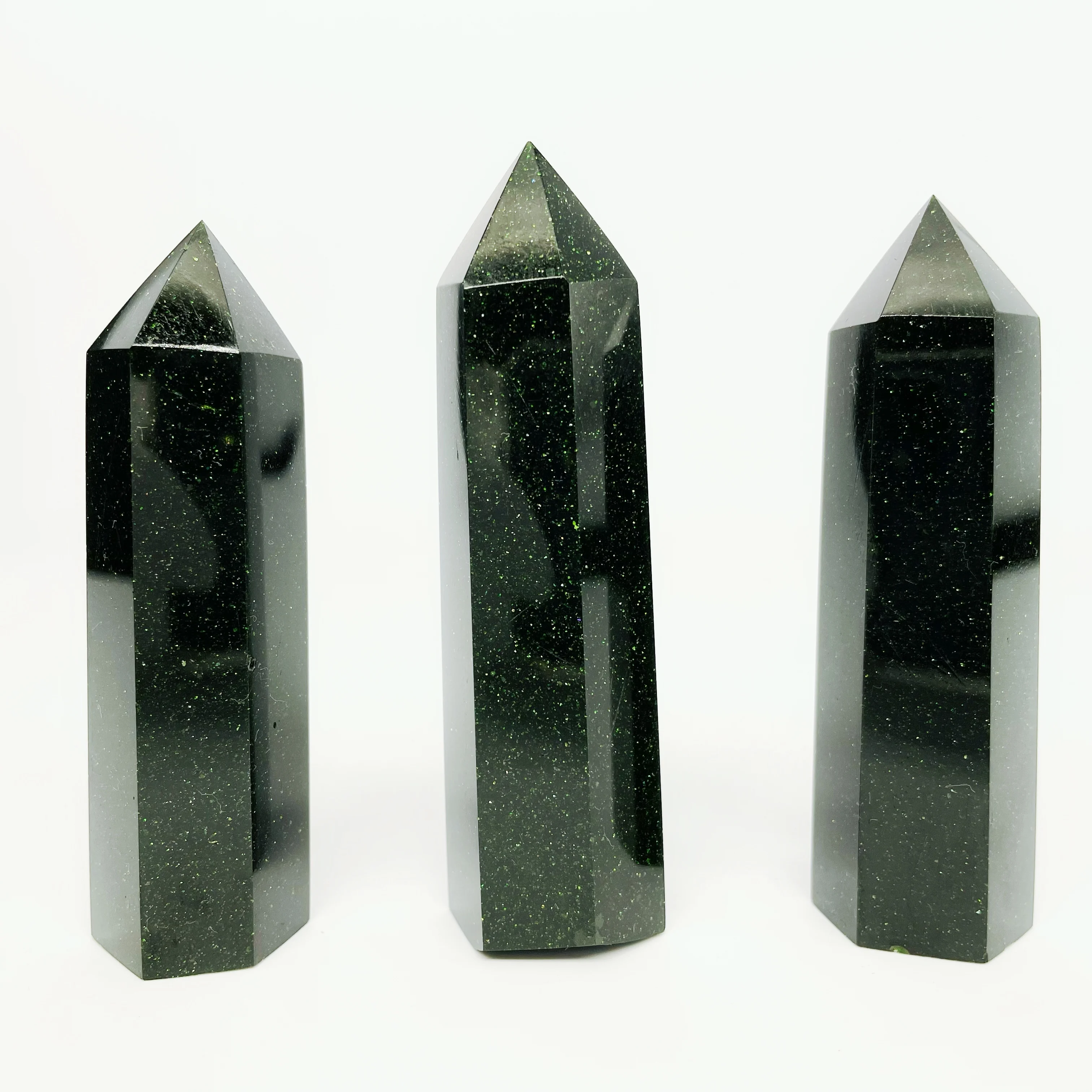 Hot Sale Natural Healing Stones High Quality Green Sandstone Tower Point for Home Decoration