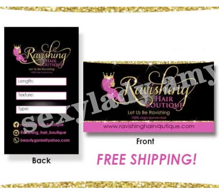 cheap brand logo print custom paper wig hair bundle wraps and hang tag