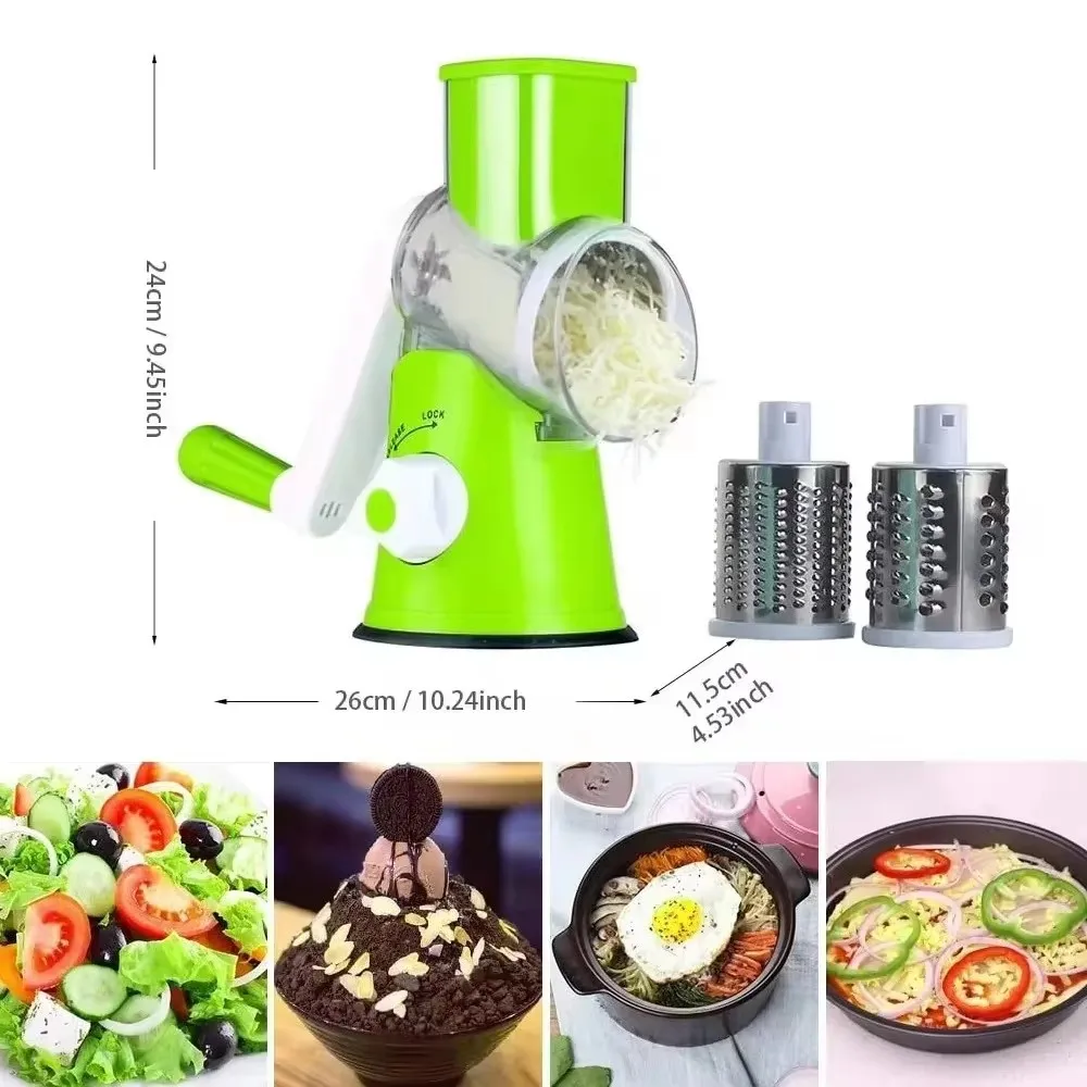 RTS Factory Manual Rotary Grater For Cheese And Vegetable Potato Slicer Mandoline Chopper Stainless Steel Cutter Kitchen Tools