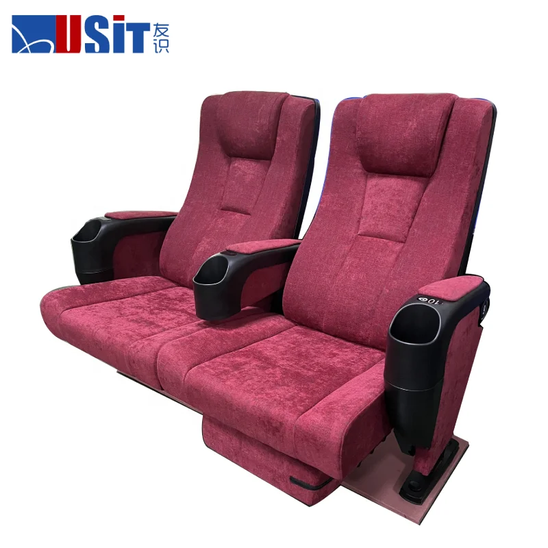 High Back Sliding Comfortable Movie Theater Seats Commercial Fireproof Fabric Theater Cinema Chair Furniture