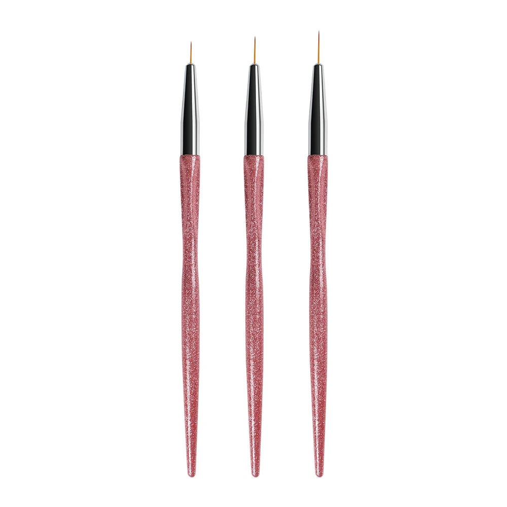 Custom Logo Long Striping Liner Brush 3pcs Red Needle Tube 3D Nail Art Brush Design Liner Set 6/10/15/20/25mm