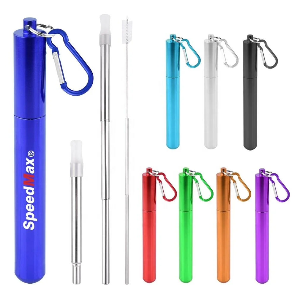 Hot Selling BPA Free Reusable Metal Straw Retractable Stainless Steel Straw Collapsible Straw