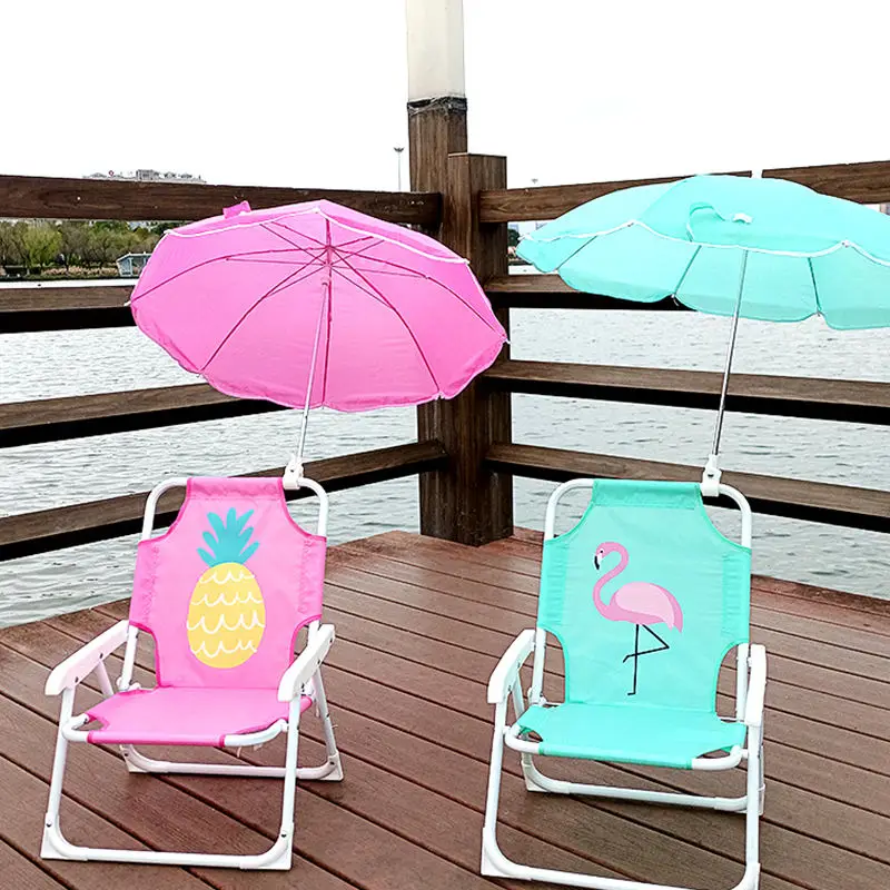 Outdoor portable folding children chair backrest chair seaside photo seat kids beach chair with umbrella