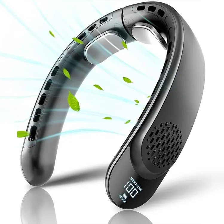Portable Bladeless Cooling Air Conditioner Mini USB Rechargeable Hanging Neck Fan Plastic Outdoor Wearable ABS TYPE-C English 5w