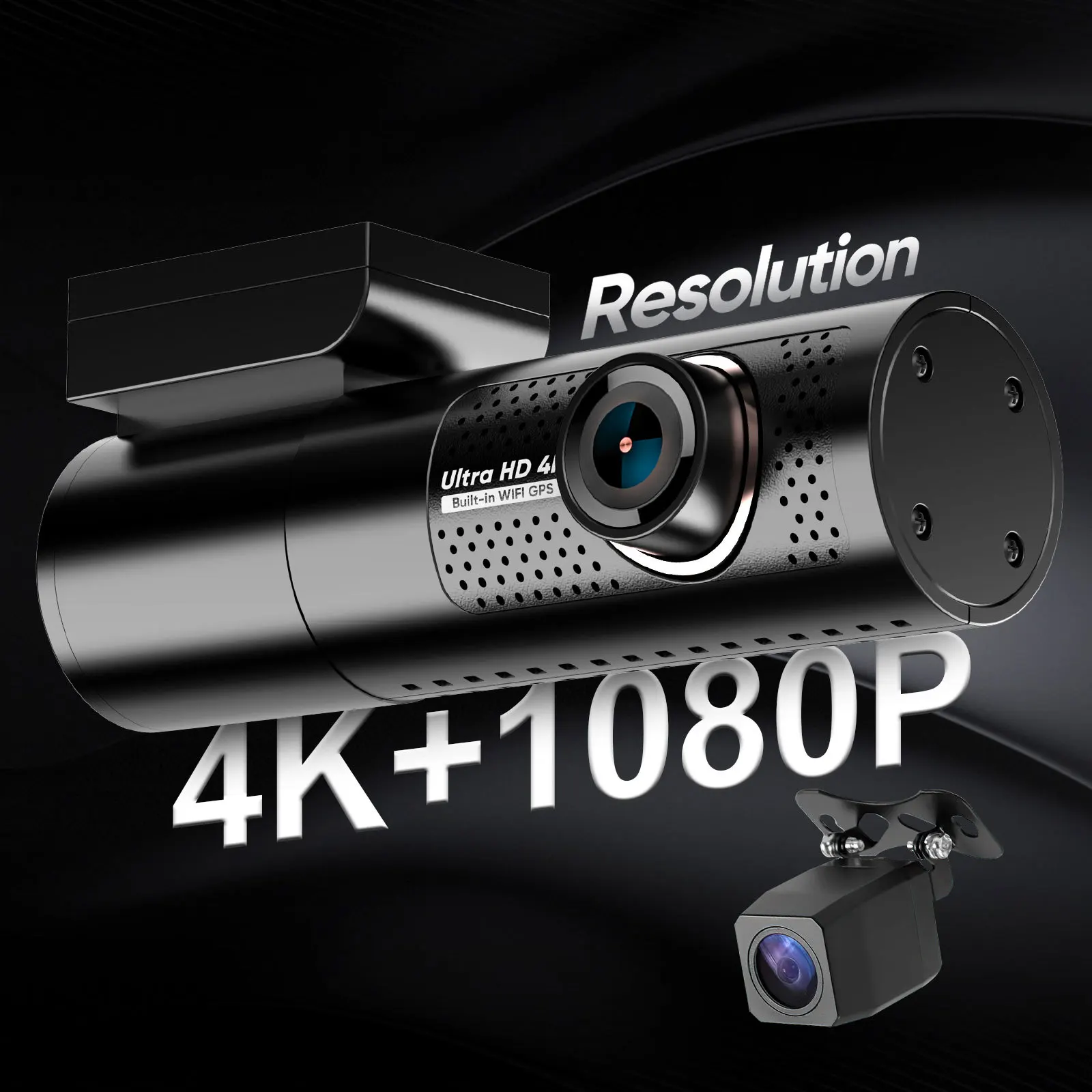 4K Wifi car Camcorder Mini Dashboard Car Black Box Mobile Control Vehicle Dash Cam 4K Front 1080p Reverse 24 Hours Parking Guard