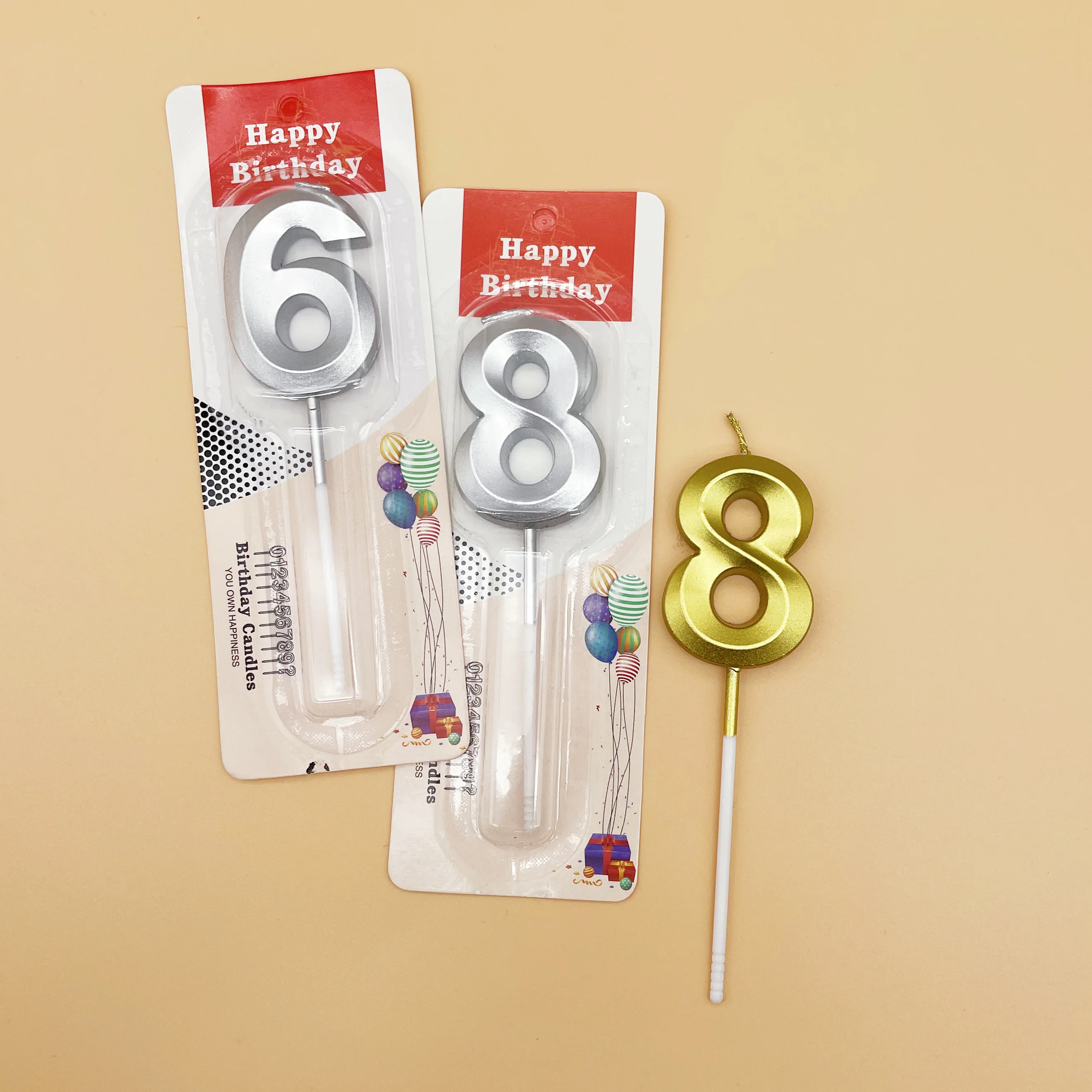 Candela di compleanno Wholesale Festival Celebration Children Adult Creative Party Decoration 3D Gold Number Cake Birthday